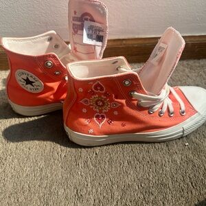 Converse Coral High-Tops with Embroidery